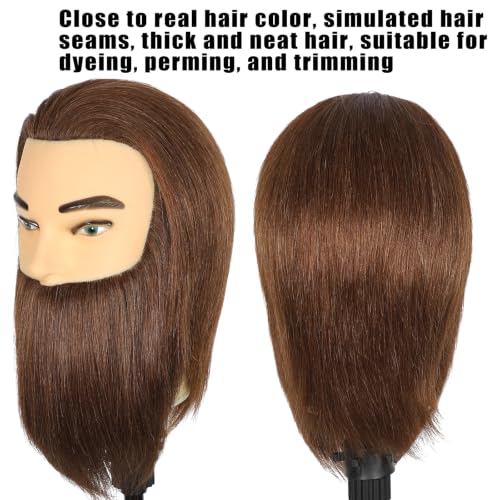 Male Mannequin Head 100% Real Human Hair 12" with Beard