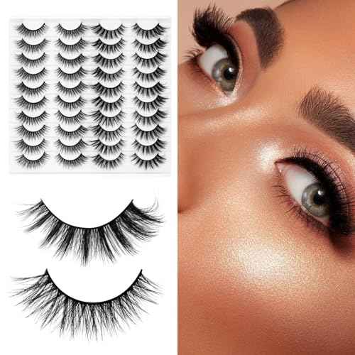 Eyelashes Lashes False Eyelashes Pesta?as Lashes Wispy False Lashes Pesta?as Postizas Naturales Strip Lashes Eyelash Natural Eyelashes Eyelash Extension 20 Pairs Cat Eye Lashes (Black)
