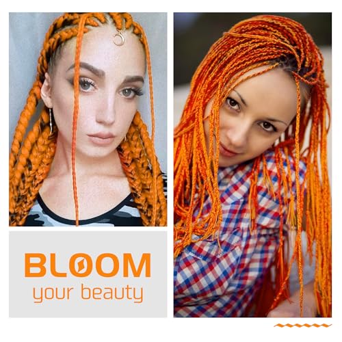 Colorful Braiding Hair Extensions 24 Inch 3 Packs Synthetic High Temperature Jumbo Braids Hair Crochet Hair Extension for Braiding.Orange.