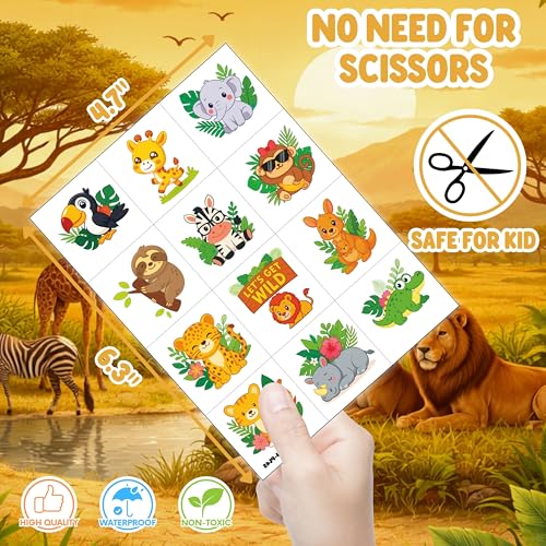 Safari Party Favors Pack: 24 LED Finger Lights & 48 Tattoos