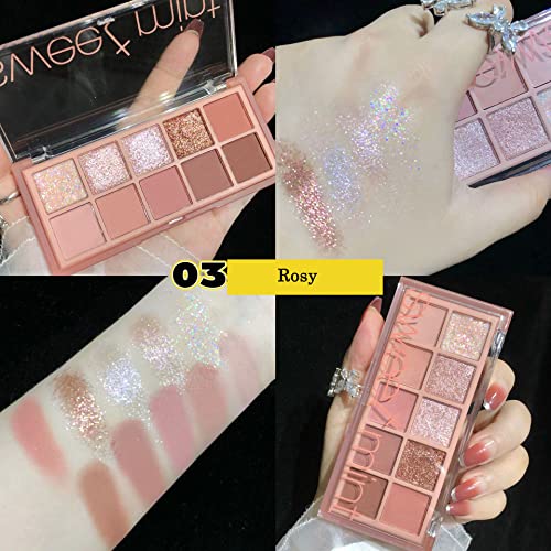 BestLand Matte Nudes Eye Shadow Palette - Ultra Pigmented Blendable and Long-Lasting Matte, Shimmer, and Metallic Finishes Eyeshadow with Brush - Eye Makeup for Smok, Natural and Bold Looks (Rosy)