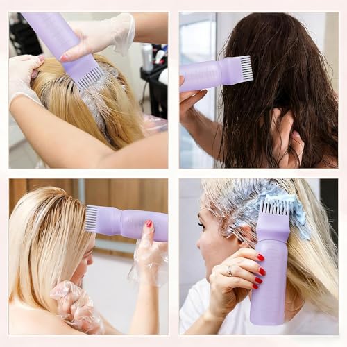Ella & Sara 3-Piece Hair Dye Applicator Bottle Set with Comb Brush
