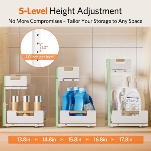 Delamu Under Sink Organizer 2-Tier Pull Out Shelf, White