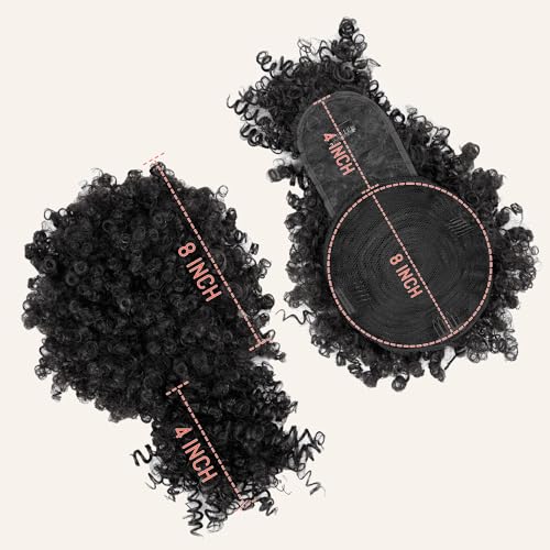 Drawstring Afro Puff Ponytail with Bangs - 1B Black