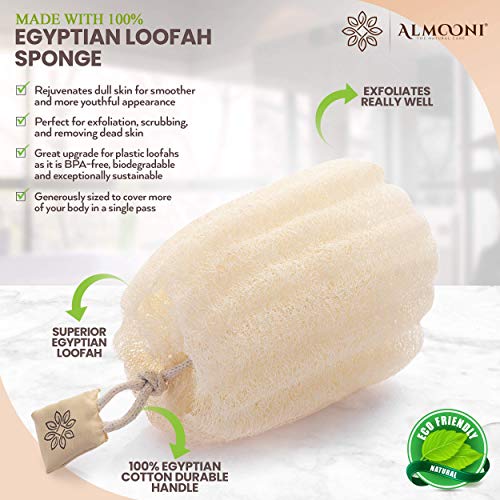Premium Exfoliating Loofah Pad Body Scrubber, Back Loofah Scrubber, Loofah Pad, and Facial Loofah Bundle, Made with Natural Egyptian Shower Loofah Sponge That Gets Your Body Clean