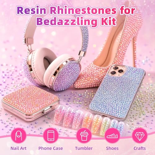40000 Pcs Multicolor 3mm Resin Rhinestones Kit with Glue