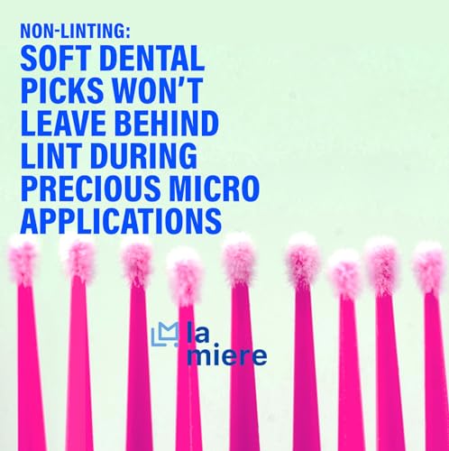 LA MIERE 400Pcs Microbrush Applicators Fine 2.0mm Pink Bendable Disposable Micro Brushes