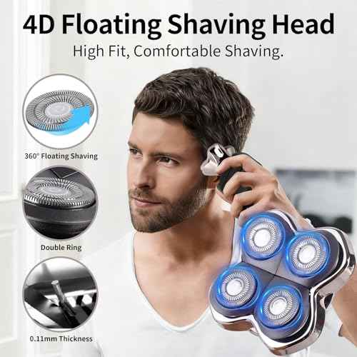 Head Shaver Replacement Heads Compatible with Skul Pitbulls Gold PRO,Silver PRO, Platinum PRO,Butterfly Kiss PRO - Hypoallergenic Stainless Steel Shaver Foil Replacement - 4D Floating Blade