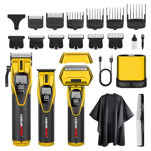 HIENA PRO Cordless Hair Clippers & Beard Trimmer Set for Men