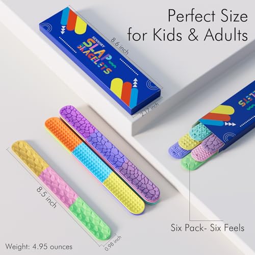 Sensory Slap Bracelets Fidget Toys Set - 6 Textured Silicone Bands for Stress Relief