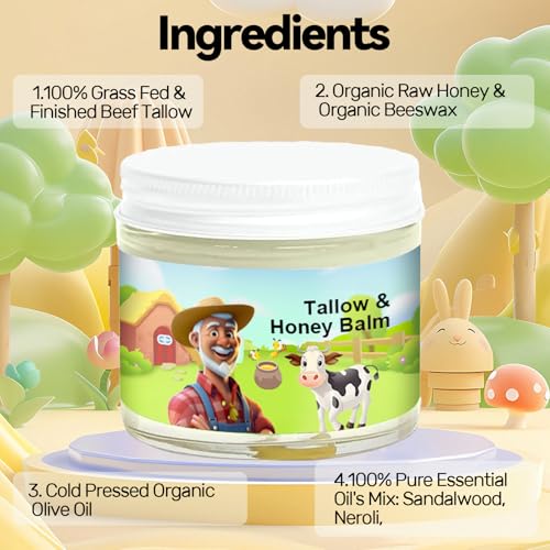 Grass-Fed Tallow & Honey Face Balm – Natural Moisturizer