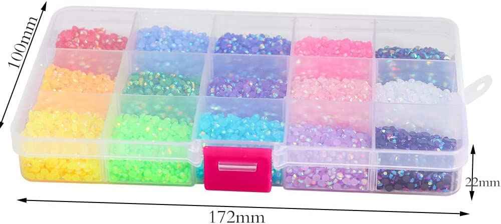 LIUDAMAI 18000pcs (3.4.5mm) 5D Nail Rhinestone DIY Flat Bottom Kit Phone Case Accessories Jelly Flatback AB Jelly Rhinestones Kit AB for Nail Design Charms Gem (4MM9000PC)