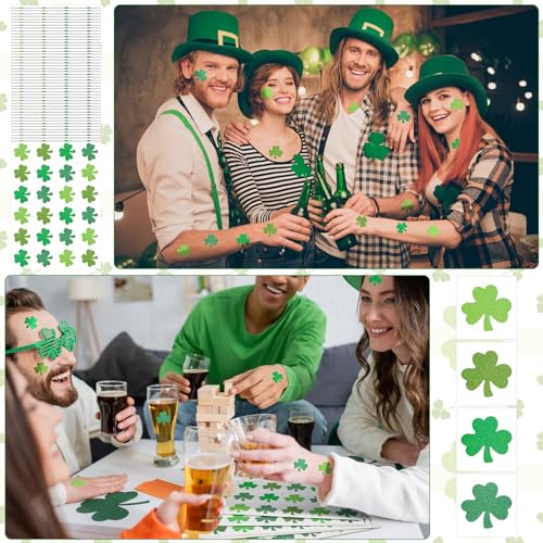 Landhoow 240 Pcs St Patrick's Day Tattoos Temporary Glitter Face Tattoos Cool Body Sticker Costume Accessory Tattoos