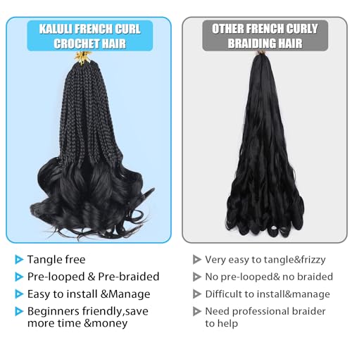 French Curl Braiding Hair TRed Crochet Braids 10 Inch Short Goddess Box Braids Crochet Hair for Women Layered French Curls Braids Curly Braiding Hair Extensions(1B/Red)