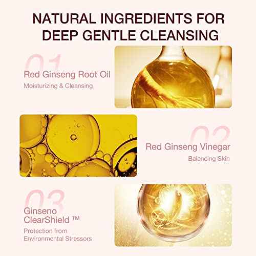 Donginbi Red Ginseng Moisture Cleansing Oil - New Years Gifts for Women, Mild, Non-Greasy, Hypoallergenic Korean Skin Care, Remove Thick Makeup, Face Cleanser with Natural Ingredients 6.7 floz / 200ml