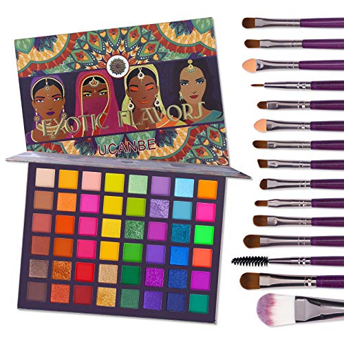 48-Color Eyeshadow Palette + 15 Brush Set | Neon Matte Shimmer