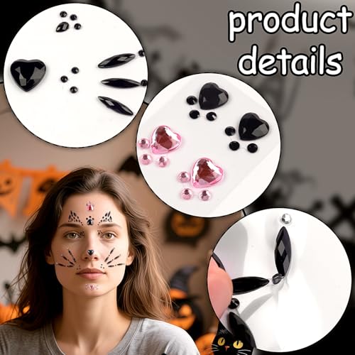 Crystal Cat Face Jewels Sticker - Self-Adhesive Gem Tattoo