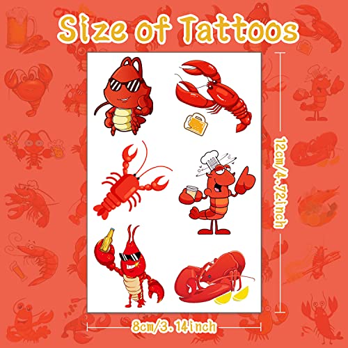 Crawfish Temporary Tattoos 144 PCS Party Favors