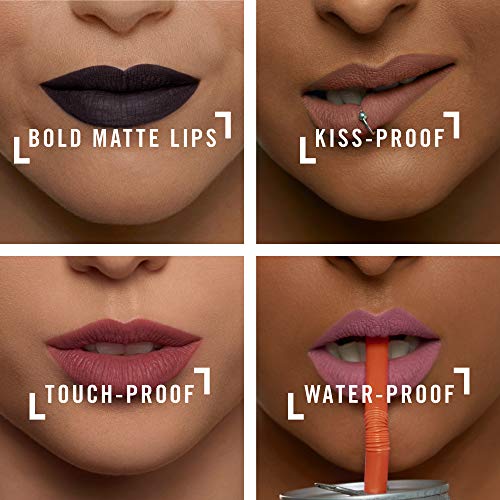 Rimmel London Stay Matte Liquid Lip Color with Full Coverage Kiss-Proof Waterproof Matte Lipstick Formula that Lasts 12 Hours - 733 Plunge, .21oz