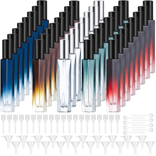 Domensi 40 Pcs 10ml Perfume Travel Refillable Bottles Glass Spray Bottle Perfume Atomizer for Cologne Dispenser Leak-proof Fragrance Bottles Atomizer Pump Bottle Kit