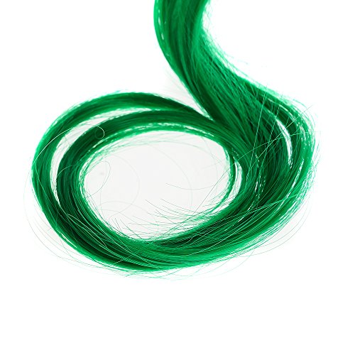 SWACC 12 Pcs Curly Wavy One Color Party Highlights Clip on in Hair Extensions Colored Hair Streak Synthetic Hairpieces (Green)