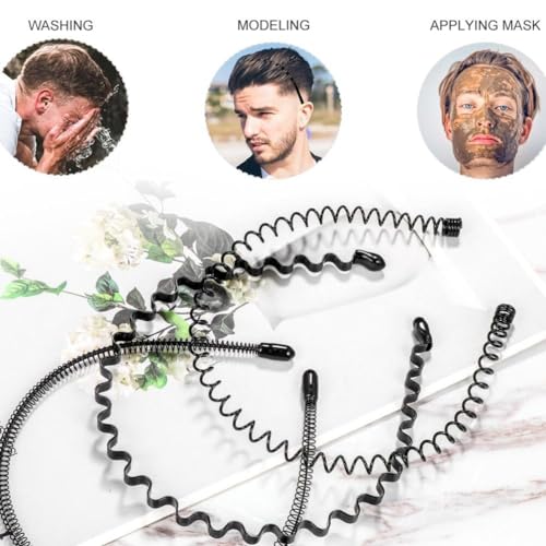 Lurrose Men Hair Bands 3Pcs Metal Headbands Wavy Hairband Spring Hair Hoops Black Unisex Head Band Spring Wavy Nonslip Men Women Sports Headwear for Woman Man Men Hair Bands