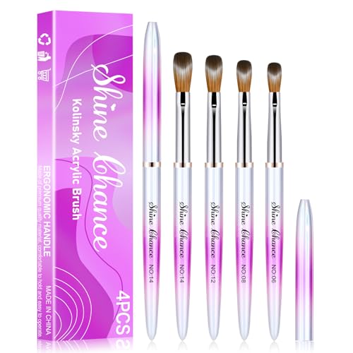Kolinsky Nail Art Brush Set - 4 Pieces (#6 #8 #12 #14)