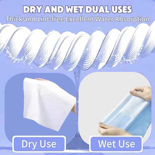 Disposable Face Towel 100 Count, Soft Cotton Clean Skin Face Towels, Dry Wipes Cotton Facial Towels Wash Cloths Tissue Thickened, Disposable Face Towelettes for Cleansing, Makeup Remover and Skincare