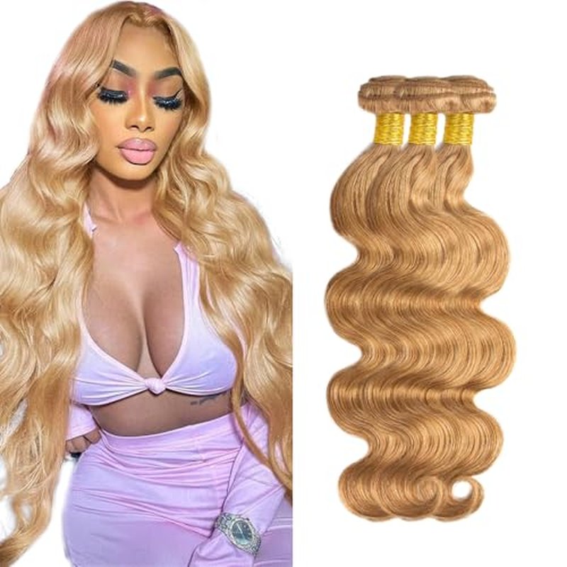 #27 Honey Blonde Body Wave Human Hair Bundles 3-Pack