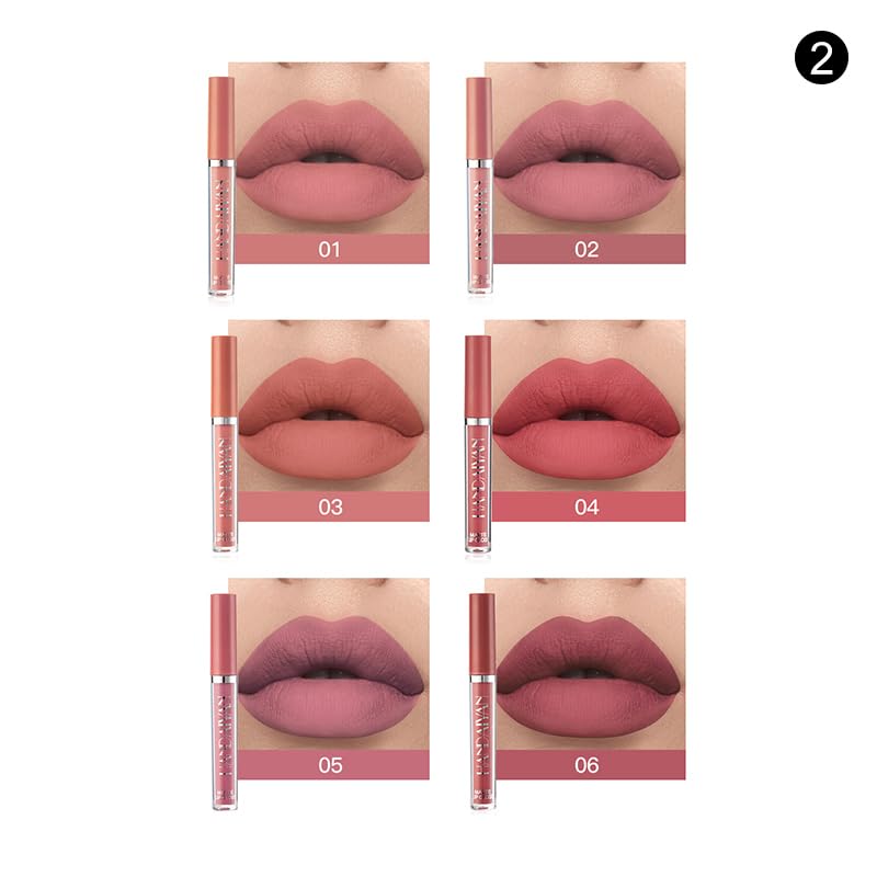 6-Piece Nude Matte Liquid Lipstick Set, Waterproof 24H