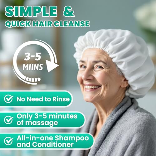 6 Pack Waterless Shampoo Caps for Bedridden & Elderly Care