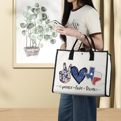 LEVLO Texas State Cosmetic Bag Long Distance Relationships Gift Peace Love Texas Zipper Pouch Bag Moving Away Gift
