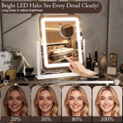 VEIOBFSA 15x13 Inch Lighted Makeup Mirror with USB Power, 10x Magnification