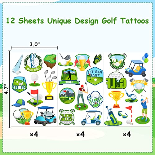 Golf Temporary Tattoos - 12 Sheet 120 PCS Party Favors