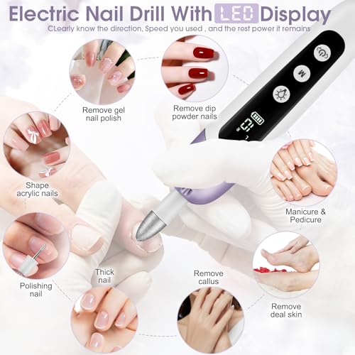Hoxida Cordless Electric Nail Drill - 10 Speed Manicure & Pedicure Machine
