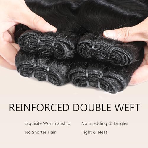 Body Wave Bundles with 5x5 HD Lace Closure - 4 Bundles Brazilian Virgin Hair