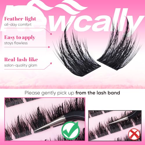 Cat Eye Lash Clusters Manga Eyelash Clusters Wispy individuals Fox Eye Lash Extension CD-Curly Cluster Eyelash Extensions Spiky Lash Cluster by Newcally