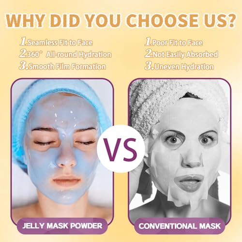 Jelly Mask Set, Hyalorunic Acid Jelly Masks For Facials Professional,Vitamins C Jelly Face Mask, Facial Mask Mixing Bowl Set, Headband, Birthday Gifts Set for Women,Christmas Thanksgiving Gift Set.