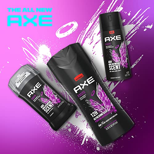 AXE Body Wash 12h Refreshing Scent Excite Crisp Coconut & Black Pepper Men's Body Wash with 100% Plant-Based Moisturizers 16 oz,(Pack of 8)