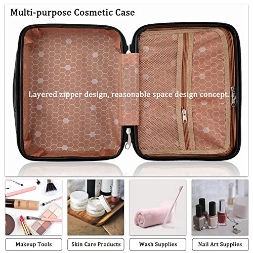 BSTKEY Portable Hard Shell Makeup Travel Case with Elastic Band
