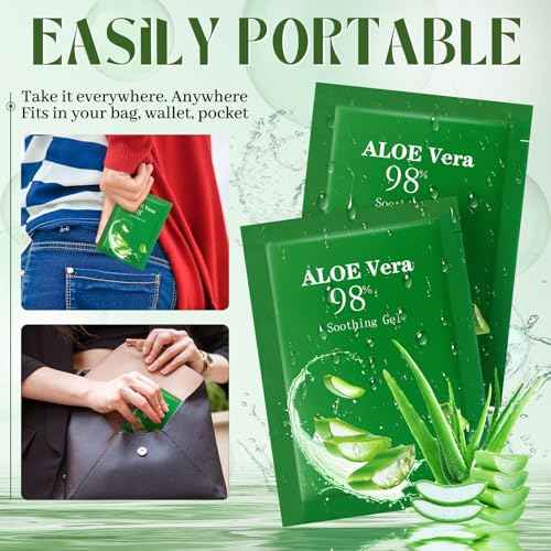 30 Pcs Travel Size Aloe Vera Gel 98% Organic After Sun Moisturizer for Face, Body, Soothing Hydrating Lotion Bulk for Winter Vacation, Guests Skin Care Gifts
