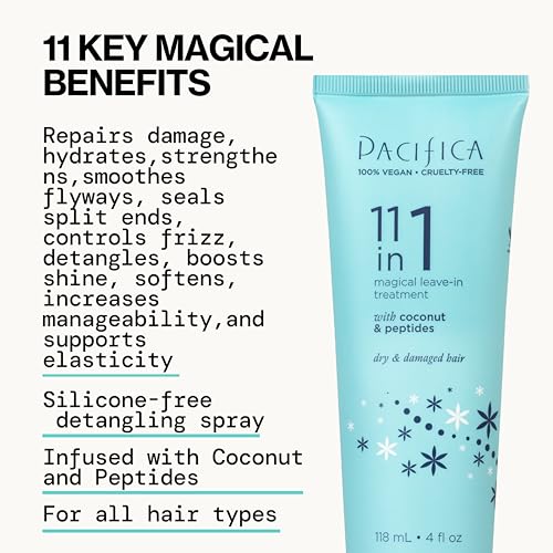 Pacifica Hair Detangler Spray & Leave-In Conditioner Bundle ? Tangle-Releasing Hydrating Leave On Conditioning Elixir for Frizz Control, Knotty Hair Repair & Smooth, Shiny Finish Vegan All Hair Types