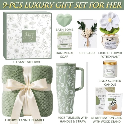 Get Well Soon Gift Basket for Women - 9 Pc Care Package