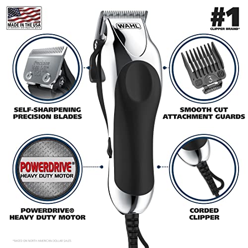 Wahl Chrome Pro Corded Hair Clipper Kit with 13 Guards