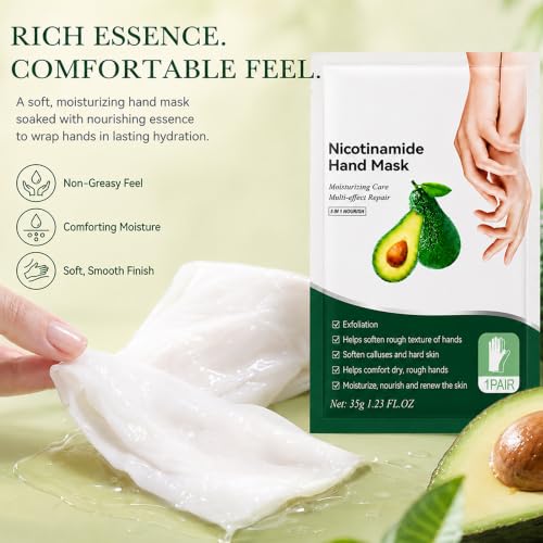 Avocado Moisturizing Hand Mask Gloves, 5 Pairs - Hydrating Hand Care