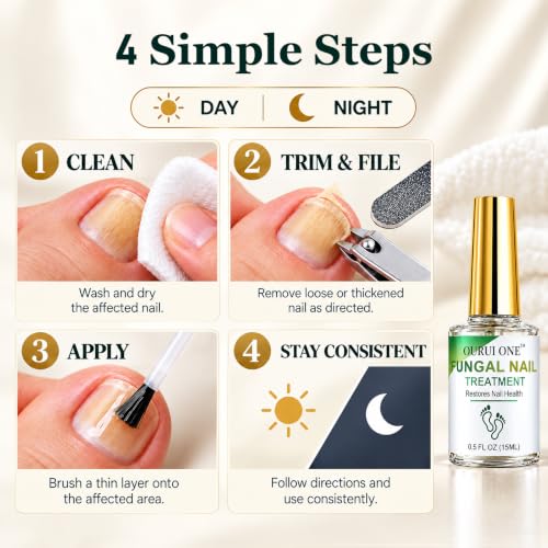 Toenail Fungus Treatment with 25% Undecylenic Acid - Clear Brush-On Nail Care for Thick Yellow Nails