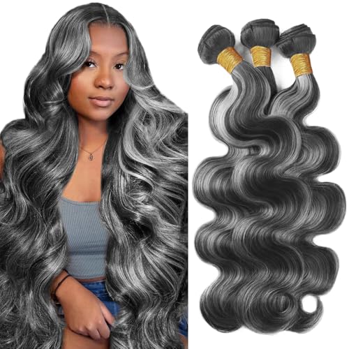 P1B Grey Ombre Body Wave Human Hair Bundles - 28-32 Inch