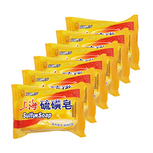 Bee & Flower Shanghai Sulfur Soap 10% Sulfur Soap Face and Body Bar Soaps 3.4 Oz (6 Packs)