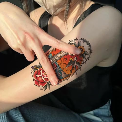8 Sheets Nautical Temporary Tattoos for Adults - Waterproof