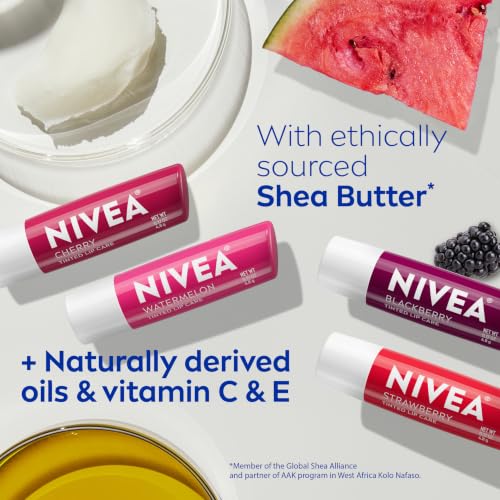 NIVEA Fruity Cuties Tinted Lip Balm Variety Pack, 4-Pack